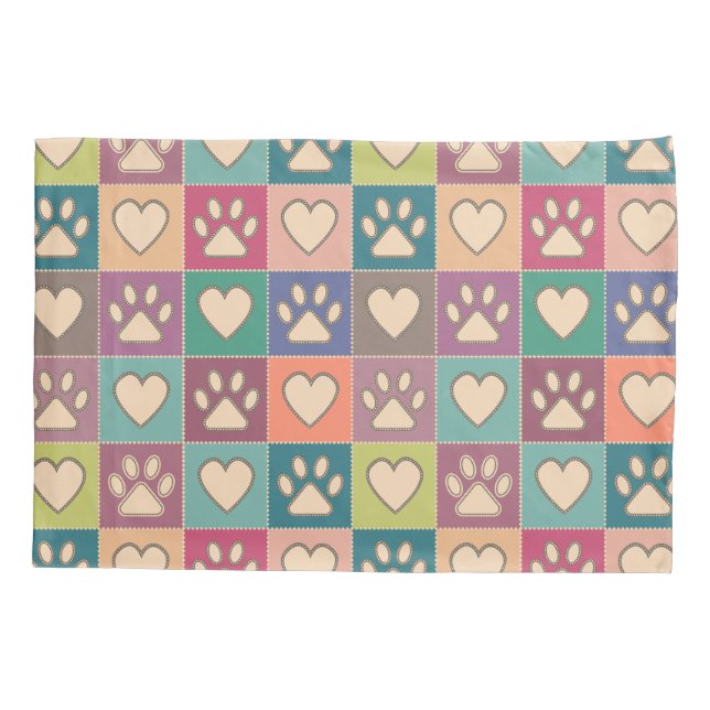 Land Hütte Paw Prints und Herz Kissenbezug (Rückseite)