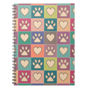 Land Hütte Paw Prints und Herz Notizblock