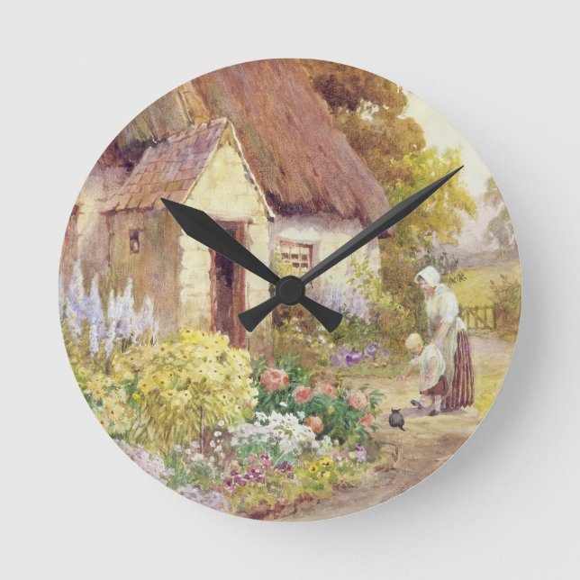 Land-Hütte Runde Wanduhr (Vorderseite)