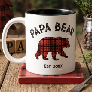 Land Kariert Papa Bär Vater Jahr Gegründet Zweifarbige Tasse