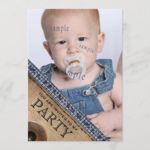 Land-Kinderblaues Jean-Denim-Art-Geburtstags-Party Einladung