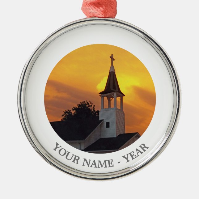 Land-Kirche Ornament Aus Metall (Vorne)
