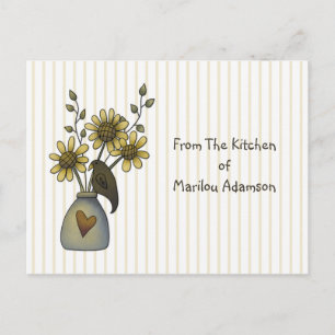 Land-Krähe und Sonnenblume-Rezept-Karten Postkarte