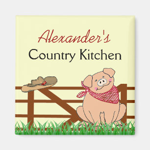 Land-Küchen-Bauernhof-Schwein personalisiert Magnet