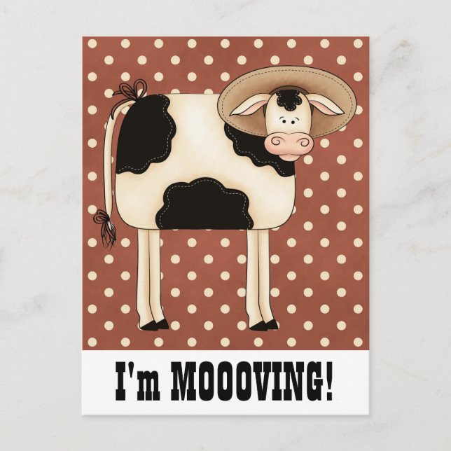 Land Kuh Mann Umzug Adressenmitteilung Ankündigungspostkarte (Vorderseite)