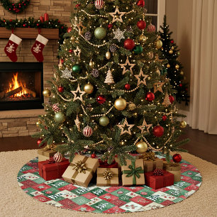 Land-Landhaus-Weihnachtsmuster Polyester Weihnachtsbaumdecke