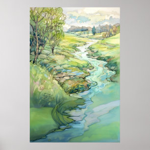 Land Landschaft Aquarellmalerei Poster