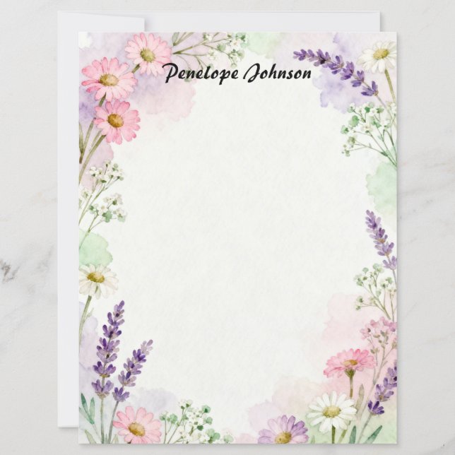 Land Lavendel und Gänseblümchen Schreibwarenpapier (Vorderseite)