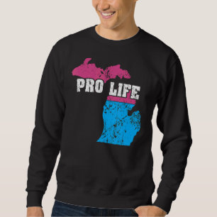 Land Map Us Staat Michigan Abortion Flag Pr Sweatshirt