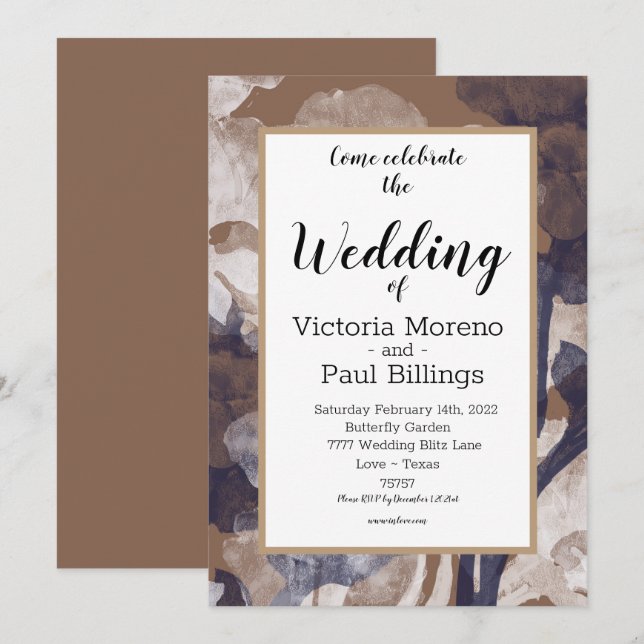 Land Moderne Textur Baumwolle Blue Design Einladung (Vorne/Hinten)
