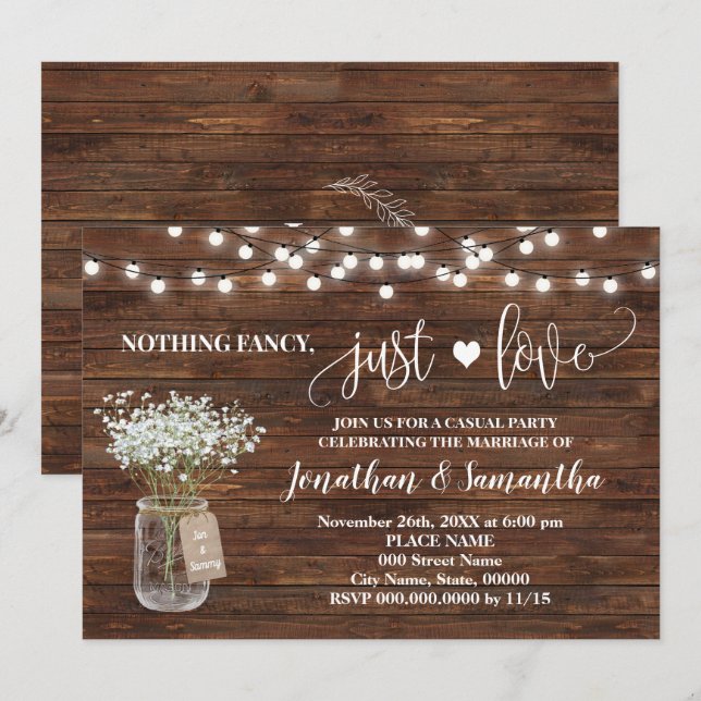Land nichts Extravagant nur Liebe Elopement Einlad Save The Date (Vorne/Hinten)