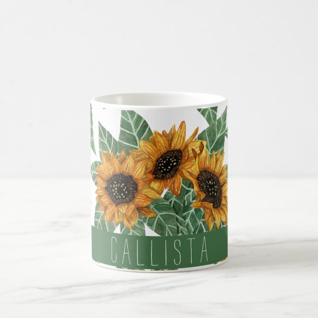 Land Niedlich Gelbe Sonnenblumen Aquarellfarben-Mo Kaffeetasse (Mittel)