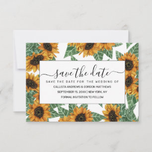 Land Niedlich Gelbe Sonnenblumen Wasserfarben Must Save The Date