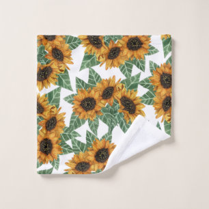 Land Niedlich Gelbe Sonnenblumen Wasserfarben Must Waschlappen