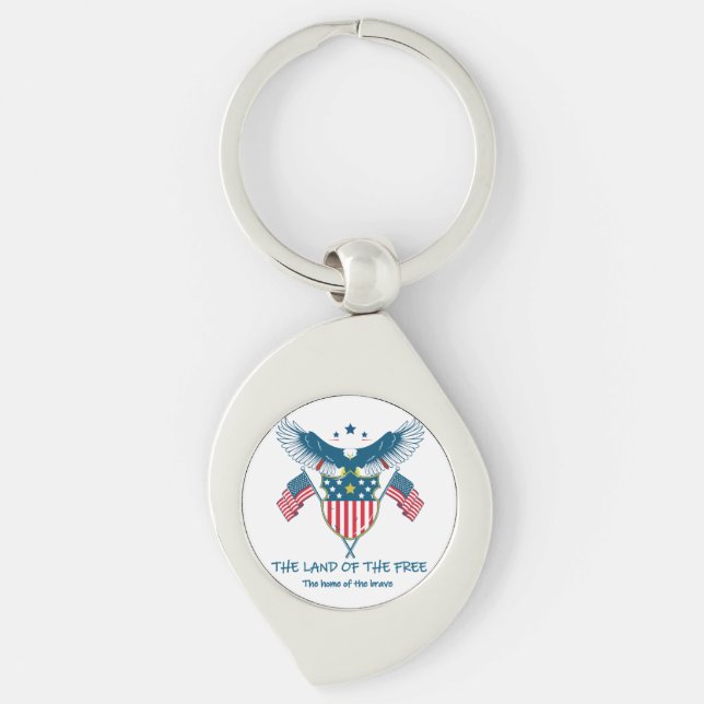 Land of the Free Eagle Metal Keychain Schlüsselanhänger (Vorderseite)