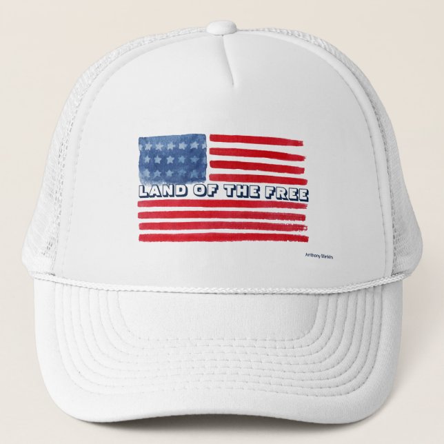 Land of the Free Trucker Hat - USA Flag Cap Truckerkappe (Vorderseite)