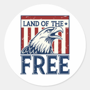 Land of the Free - Vintag USA Eagle Graphic Runder Aufkleber