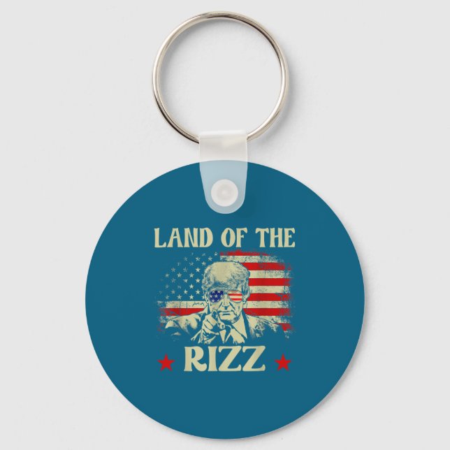 Land Of The Rizz Funny Patriotic Trump 4th Of July Schlüsselanhänger (Vorderseite)