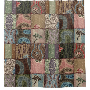 Land Patchwork Steppdecke, 3D Textur. Duschvorhang