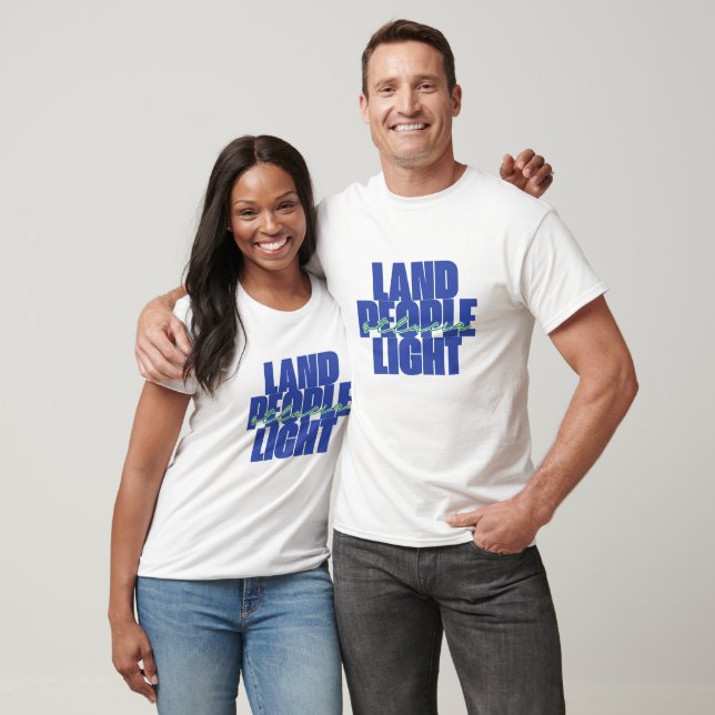 Land People Light | Saint Lucia Blue Green Text T-Shirt (Unisex)