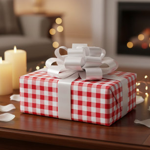 Land-Picknick Rot-Weiß Gingham Kariert Geschenkpapier