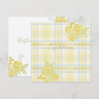 Land Plaid Faux Leinen in Buttergelb & Blau Karte