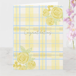Land Plaid Faux Leinen in Buttergelb & Blau Karte