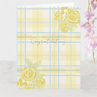 Land Plaid Faux Leinen in Buttergelb & Blau Karte