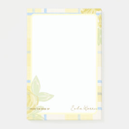 Land Plaid Faux Leinen in Buttergelb & Blau Post-it Klebezettel