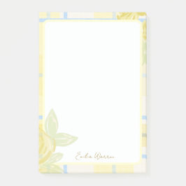 Land Plaid Faux Leinen in Buttergelb & Blau Post-it Klebezettel