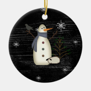 Land Primitive Schneemann & Schneeflocken Ornament