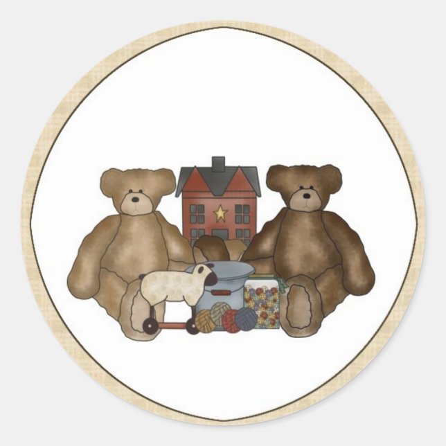 Land Primitive Teddy Bears & Toys Stickers (Vorderseite)