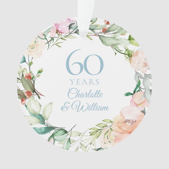 Land Rose Garland 60 Jahre Jubiläum Ornament (Vorderseite)