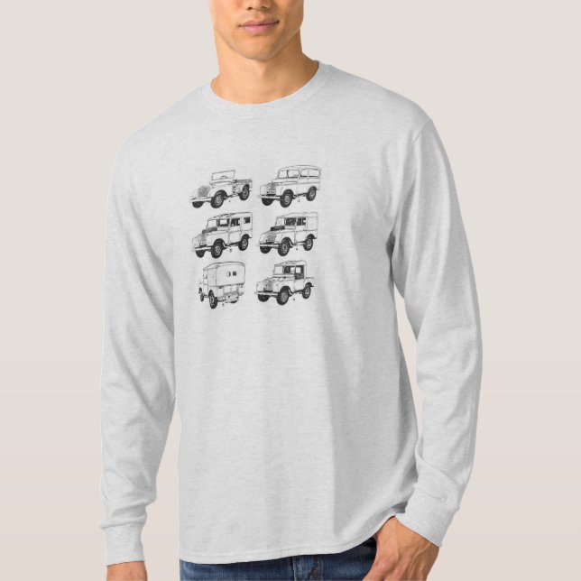 Land Rover Muti Auto Klassisches Vintages Wanderhe T-Shirt (Vorderseite)