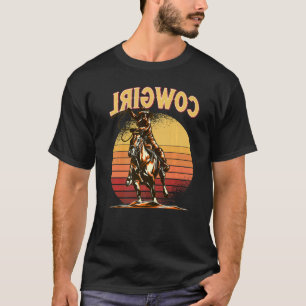 Land Rückwärts Kuhgirl Retro T-Shirt