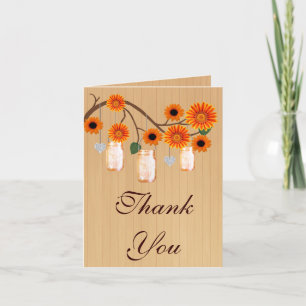 Land Rustic Orange Mason Jars Danke Karte