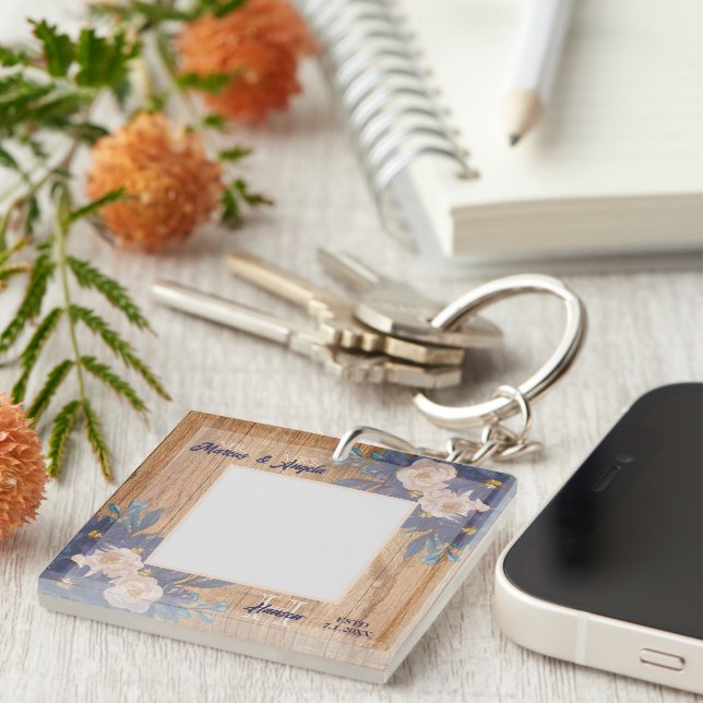 Land Rustikal florale Marine rosa Schlüsselanhänger (Vorderseite rechts)