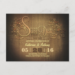 Land rustikal Save the Date Postkarte aus Holz