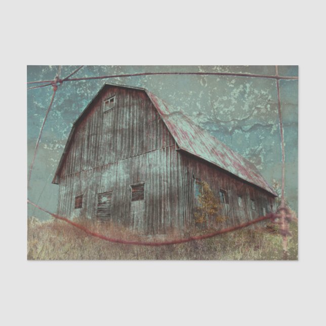 Land Rustikale Aquamarine Barn Vintage Textur Entk Seidenpapier (Vorderseite)