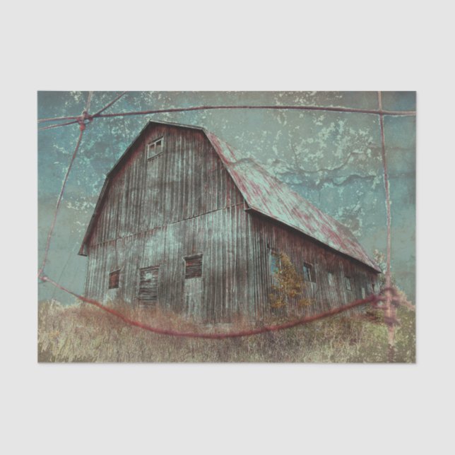 Land Rustikale Aquamarine Barn Vintage Textur Entk Seidenpapier (Vorderseite)