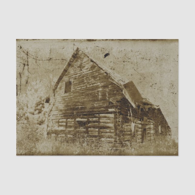 Land Rustikale Barn Vintag Sepia Textur Seidenpapier (Vorderseite)