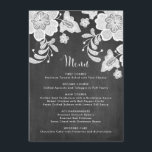 Land Rustikale Blumenstrasse auf der Tafel I Menükarte<br><div class="desc">Country Rustic Floral Lace auf Chalkboard Menü Karte. Eine individuell anpassbare Menükarte mit weißer Blumenspitze auf Imitat-Chalkboard-Hintergrund. Personalisiert durch das Hinzufügen eigener Daten. Dieses rustikale Menü eignet sich hervorragend für rustikale,  böhmische,  Herbst- und Vintage Themenveranstaltungen. Matching-Elemente sind verfügbar.</div>