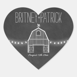 Land Rustikale Chalkboard Stall Gastgeschenke Hoch Herz-Aufkleber