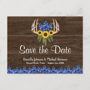 Land Rustikale Flora Antler SAVE THE DATE Postkarte