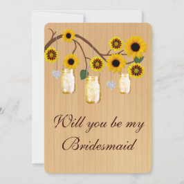 Land Rustikale Gelbe Mason Jars Bridesmaid Card Einladung