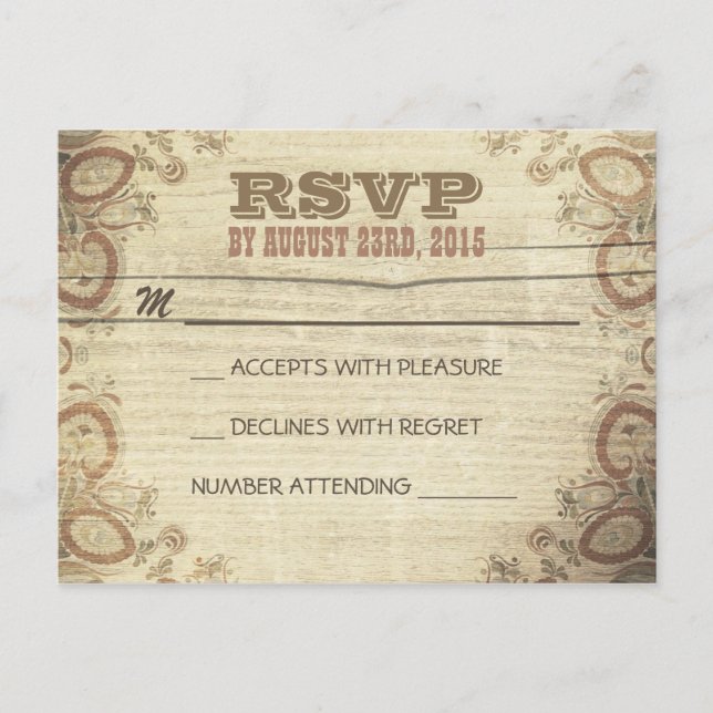 Land rustikale Hochzeit RSVP Postkarten (Vorderseite)