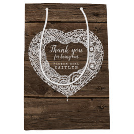 Land rustikale Holz- und Spitzen-Gastgeschenk Hoch Mittlere Geschenktüte