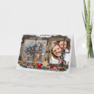 Land-rustikale hölzerne Weihnachtsmusik-Fotokarte Feiertagskarte
