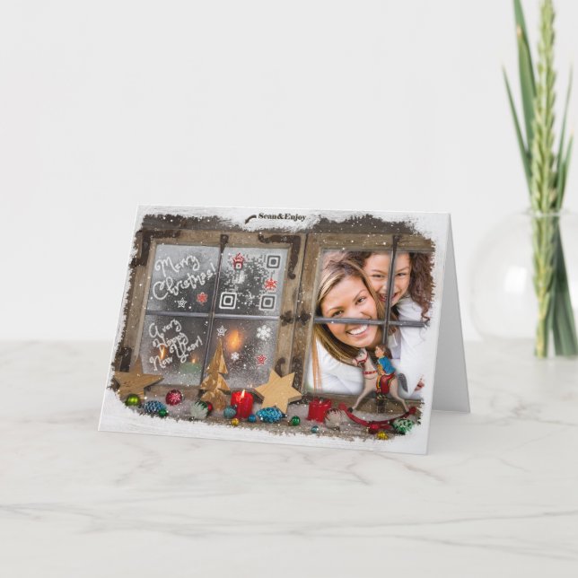 Land-rustikale hölzerne Weihnachtsmusik-Fotokarte Feiertagskarte (Vorderseite)
