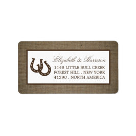 Land Rustikale Hufeisen auf Burlap-Hochzeit Adressaufkleber